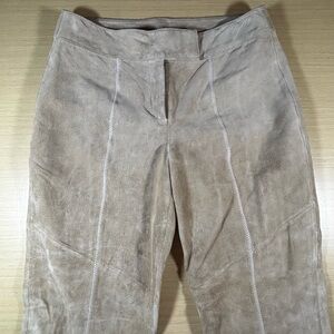 Wilsons Leather Pelle Studio Suede Pants 8 Camel Leather Flare Leg Festival Boho
